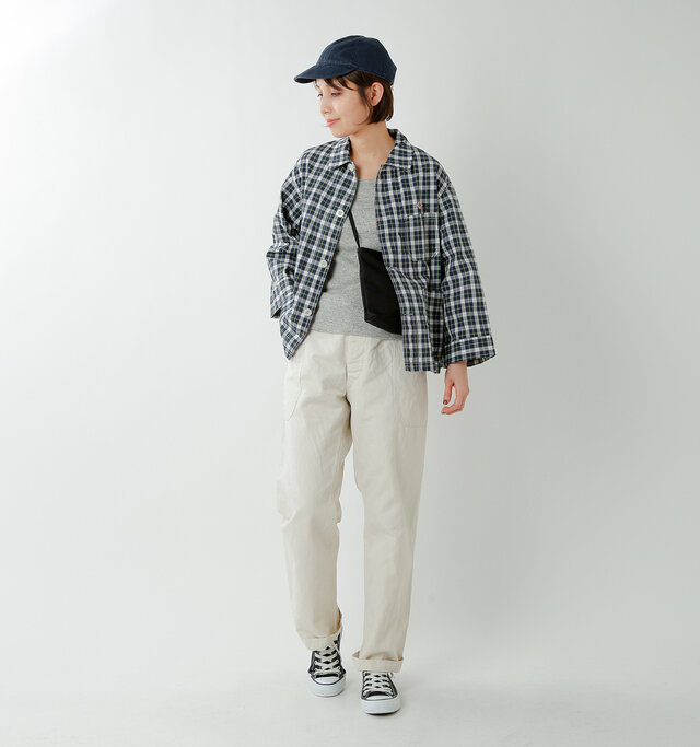 model yama:167cm / 49kg
color : green check / size : 34