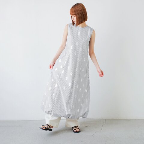 ne Quittez pas|ポプリン フォイル プリント スリーブレス バルーン ドレス ワンピース “Poplin Foil Print Sleeveless Balloon Dress” 010551zf2-ms