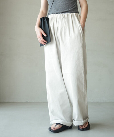 Johnbull|【SALE 20%OFF】ホワイトデニムタックギャザーイージーパンツ デニム ボトムス 白 ホワイト jl262p19